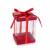 Scatole pvc rossa con coperchio e fiocco in raso