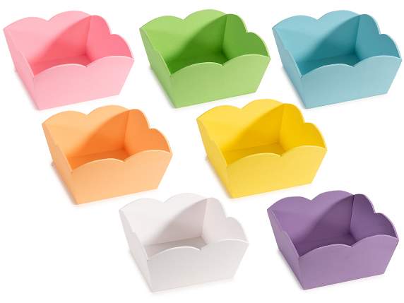 Cestini in legno colorati con bordo sagomato