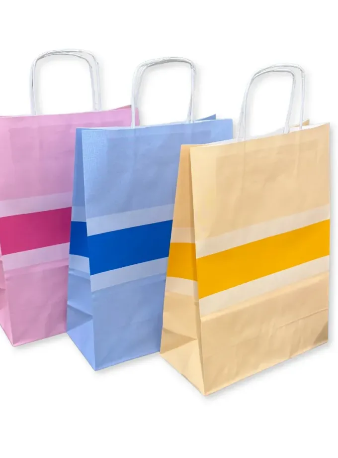 Shopper carta colorate fantasia Line maniglia ritorta