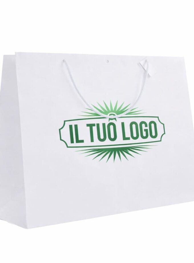 Shopper Carta bianca con Tag & Foro Personalizzate