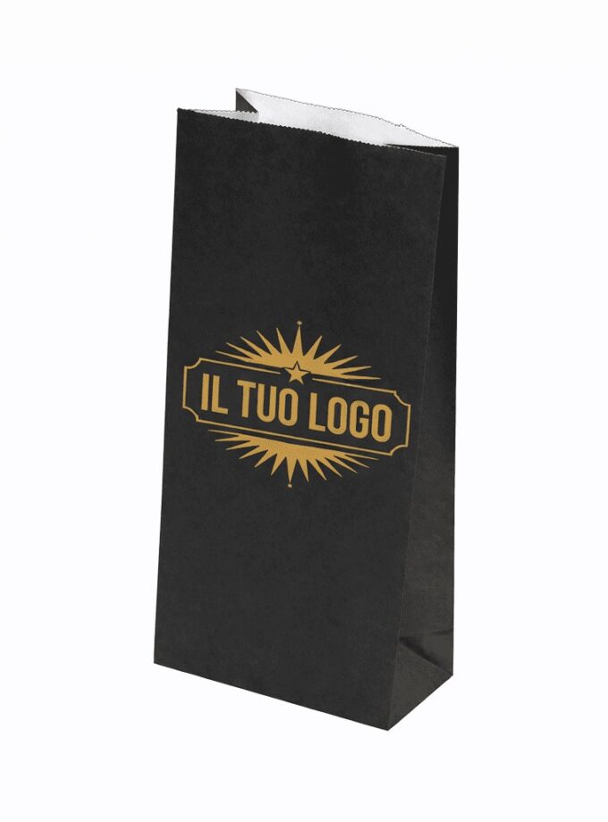 Sacchetti piccoli in carta nera PERSONALIZZATI a 1 Colore