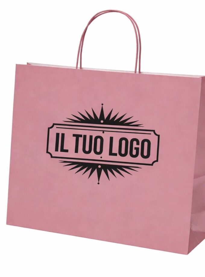 Shopper Rosa Antico in carta Kraft PERSONALIZZATE