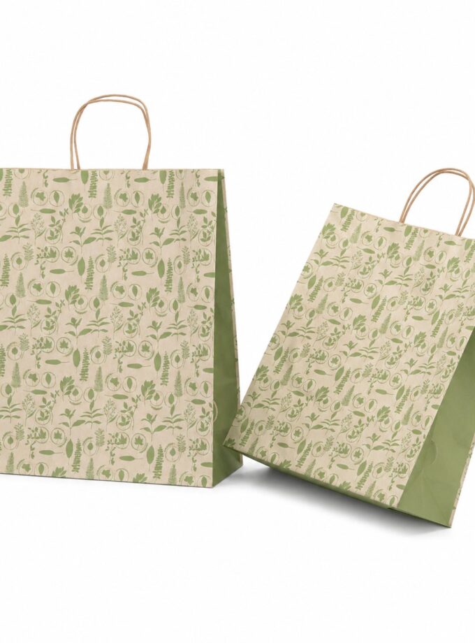 Shopper carta Erba riciclata naturale fantasia Salvia